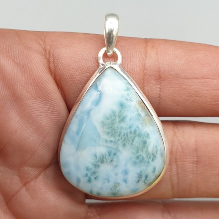 925 Sterling Silber -Anhänger mit breitem, abfälltem Larimar