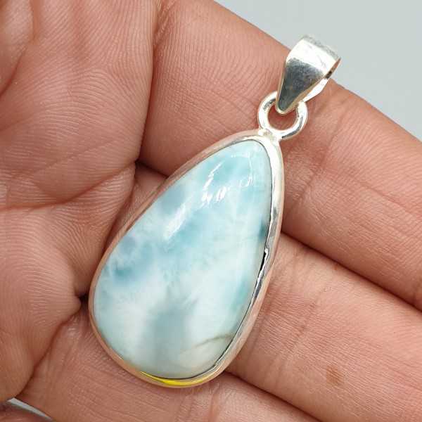 925 Sterling zilveren hanger met smalle druppelvormige Larimar