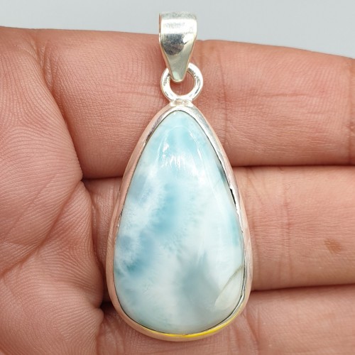 925 Sterling silver pendant with narrow drop -shaped Larimar