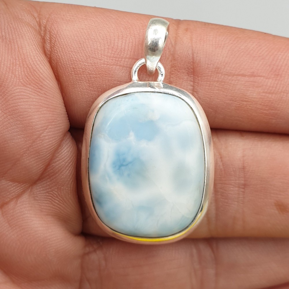 925 Sterlingsilberanhänger mit rechteckig Larimar