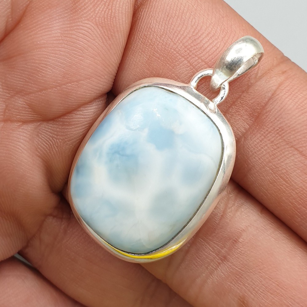 925 Sterling silver pendant with rectangular Larimar