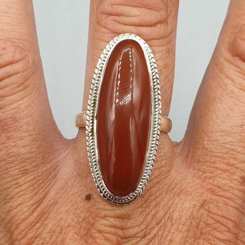 925 Sterling Silver Ring Oval Red Onyx 18.5 mm