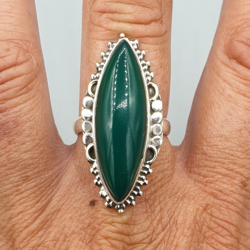 925 Sterling Silber Ring Marquise Green Onyx 18 mm