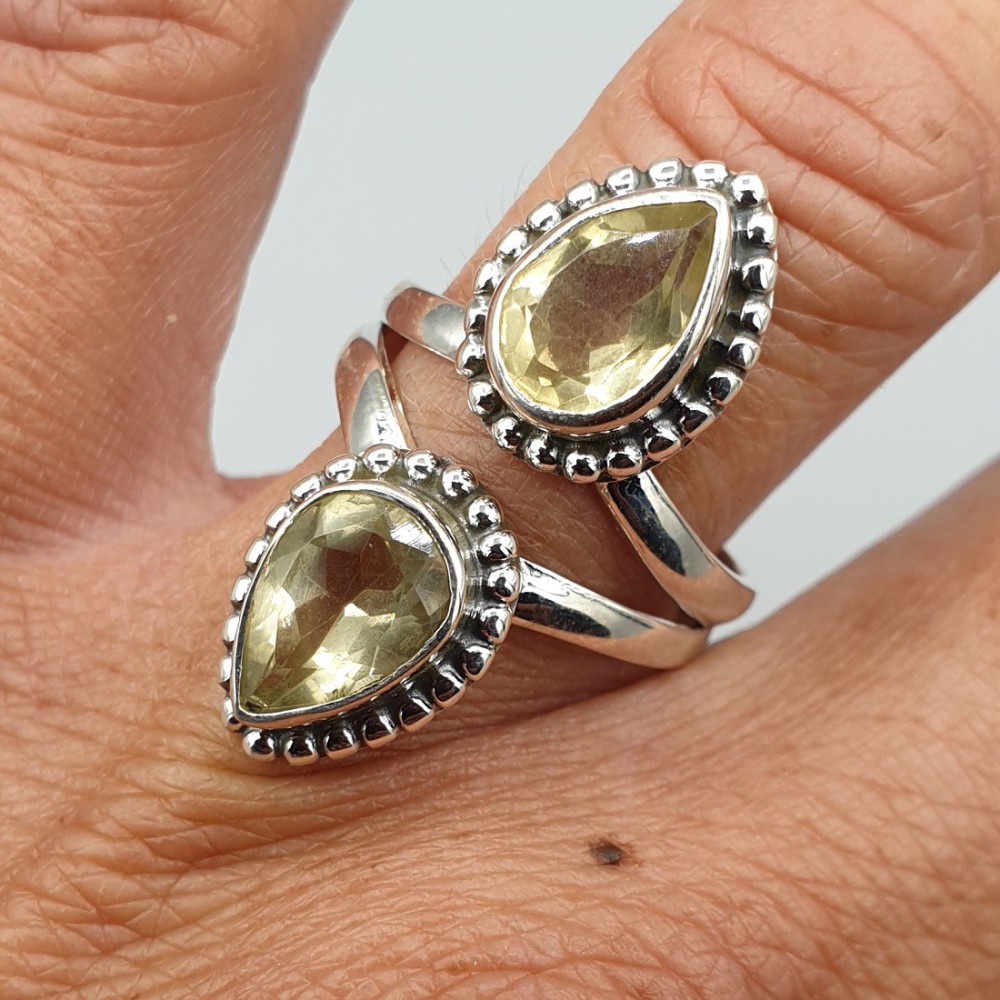 925 Sterling Zilveren Ring set with Citrien 17.5 mm