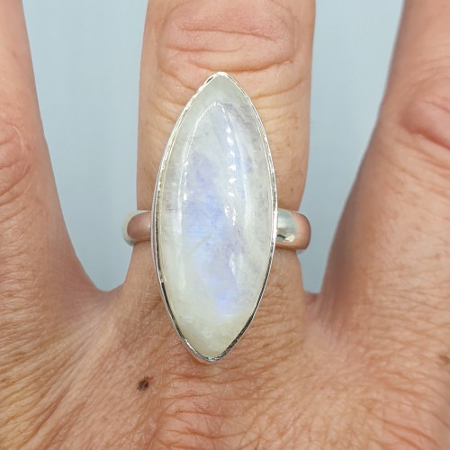 925 Sterling Zilveren Ring with Marquise Moonstone 17.5 mm