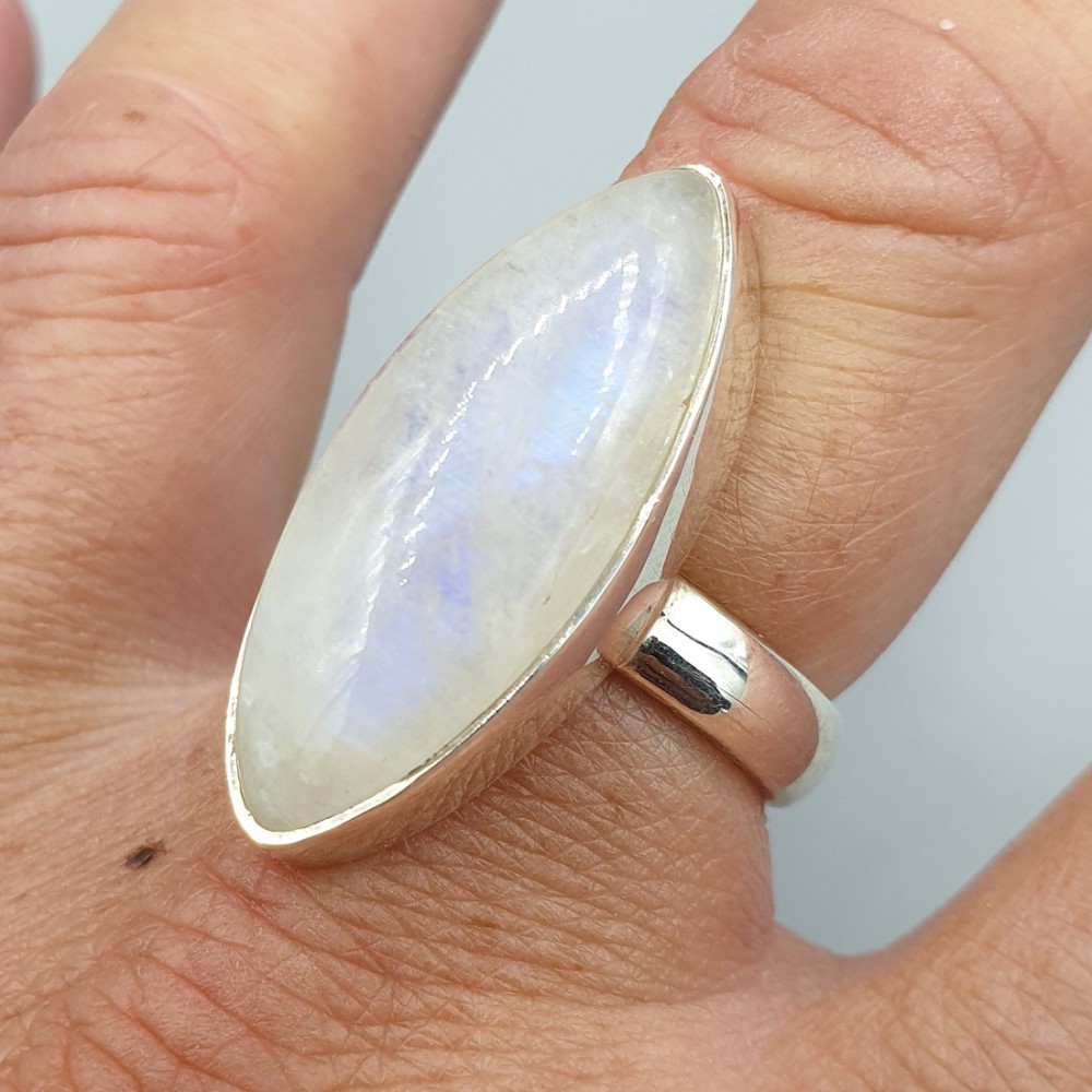 925 Sterling Zilveren Ring mit Marquise Moonstone 17,5 mm