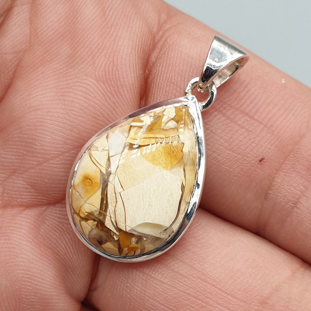 925 Sterling silver pendant drop -shaped mookaiet