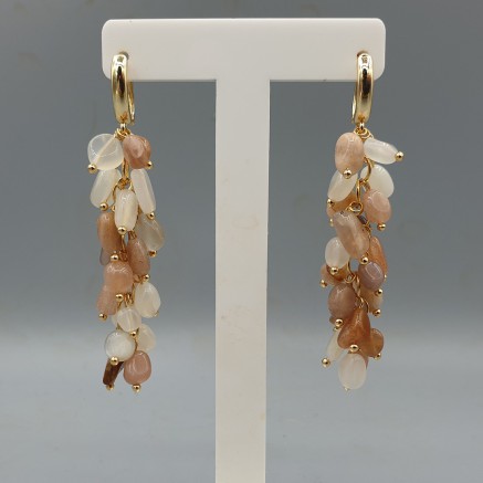 Gilded earrings with moonstones