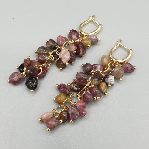 Gilded earrings with tourmaline stones