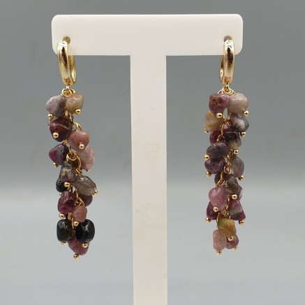 Gilded earrings with tourmaline stones