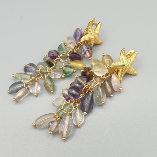 Gilt earrings fluorite stones