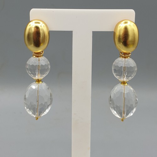 Gilded earrings with crystal