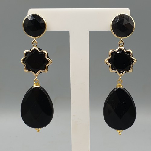 Gilded earrings with black...