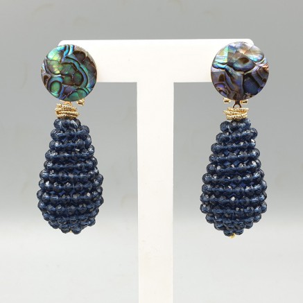 Gilded earrings Crystals and Abalone Schelp