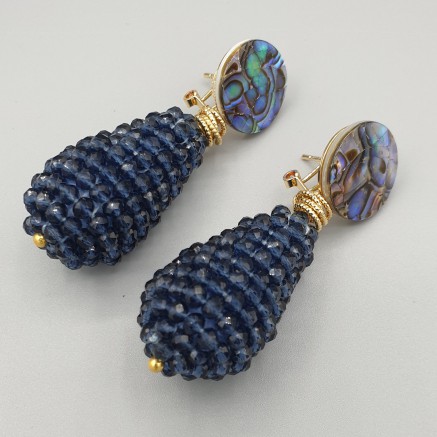 Gilded earrings Crystals and Abalone Schelp