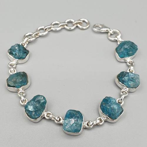 925 Sterling silver bracelet raw apatite