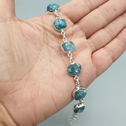 925 Sterling silver bracelet raw apatite