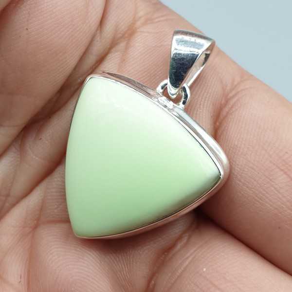 925 Sterling zilveren hanger driehoekige Lemon Chrysopraas