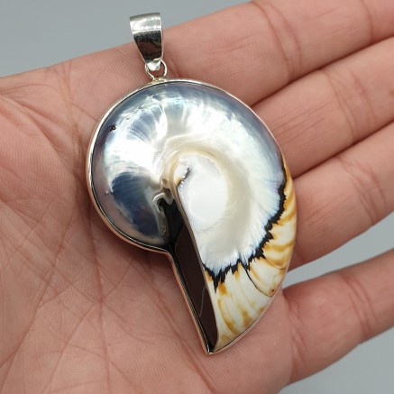 925 Sterling silver pendant large nautilus shell