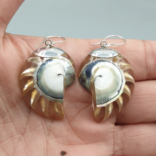 925 Sterling -Silberohrringe Nautilus Shell