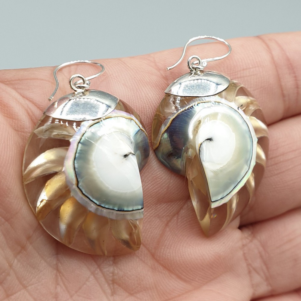 925 Sterling silver earrings Nautilus shell