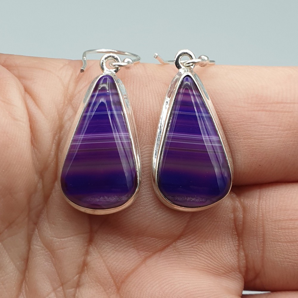 925 Sterling silver earrings Purple Botswana Agate