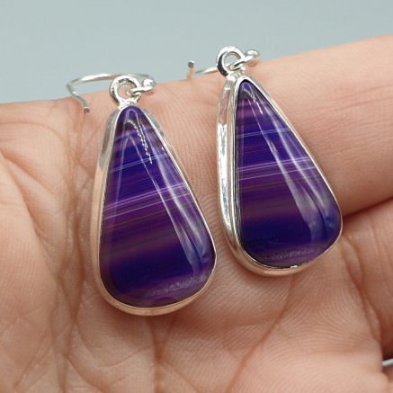 925 Sterling silver earrings Purple Botswana Agate