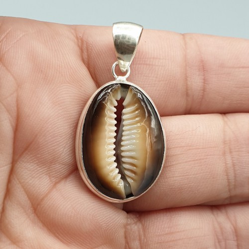 925 Sterling Silber Anhänger Brown Cowrie Schelp