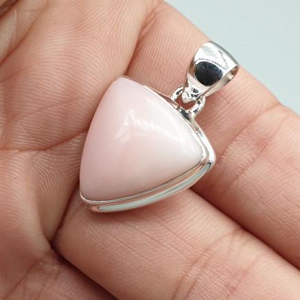 925 Sterling Silber Anhänger Triangular Pink Opal