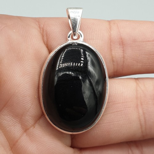 925 Sterling Silber Anhänger Ovale Black Onyx