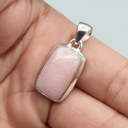 925 Sterling silver pendant with rectangular pink opal