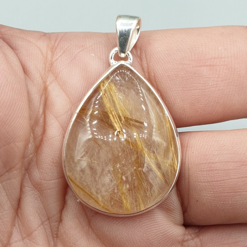 925 Sterling Silver Pendant with Golden Rutiel Quartz