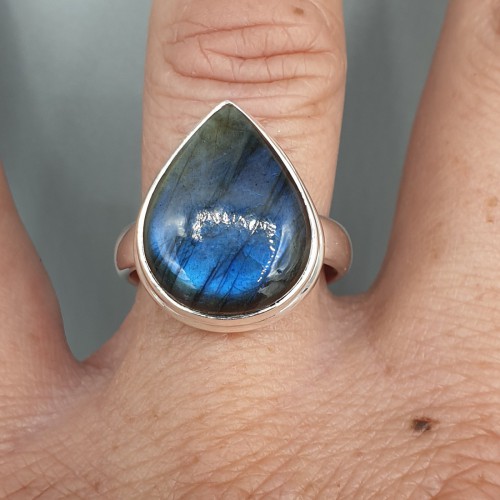 925 Sterling Silver ring Labradorite 17.5 mm