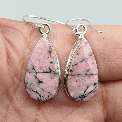 925 Sterling silver earrings with rhodonite