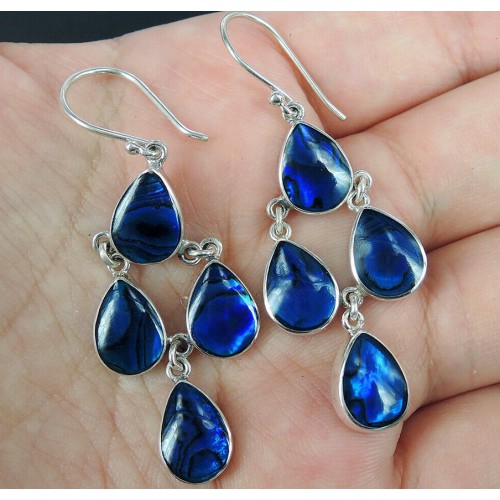 925 Sterling silver earrings with blue Abalone shell