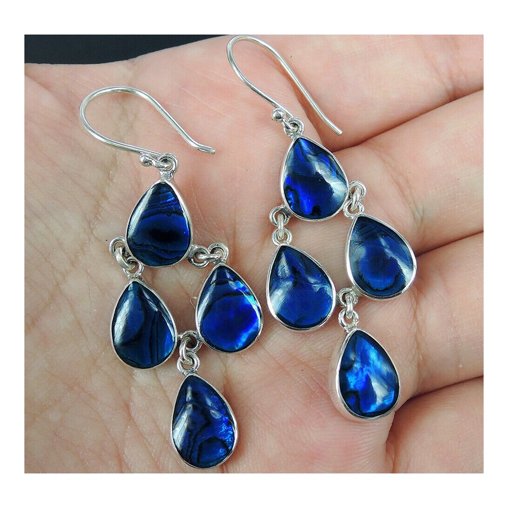 925 Sterling silver earrings with blue Abalone shell