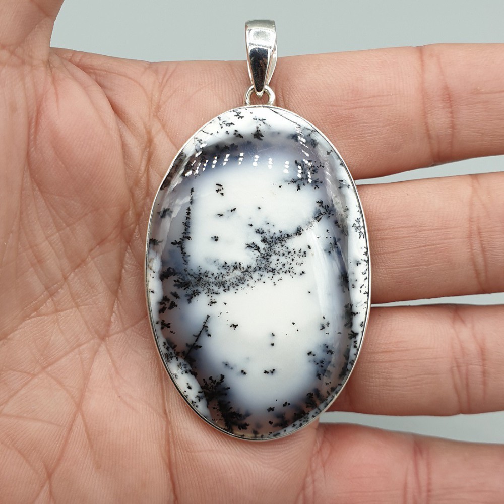 925 Sterling Silver Pendant Ovale Dendriet Opal