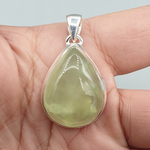 925 Sterling silver pendant drop -shaped prehniet