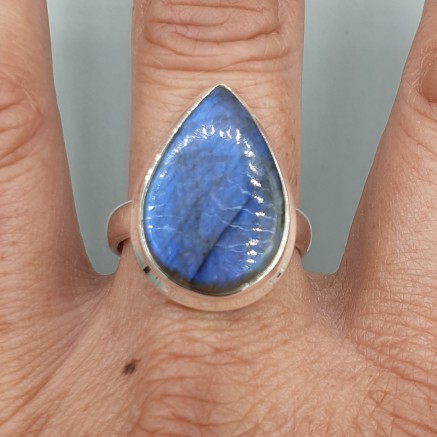 925 Sterling Silver ring drop -shaped labradorite 19 mm