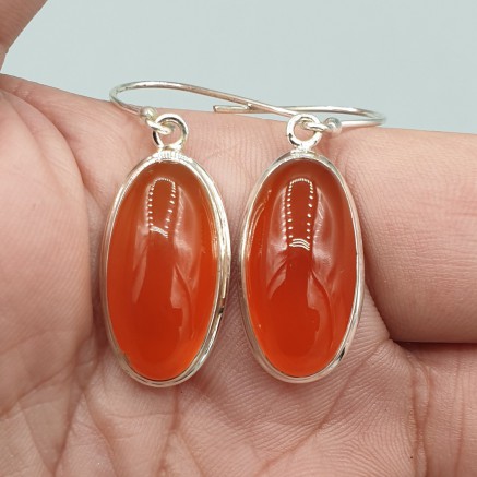 925 Sterling silver earrings oval carneool