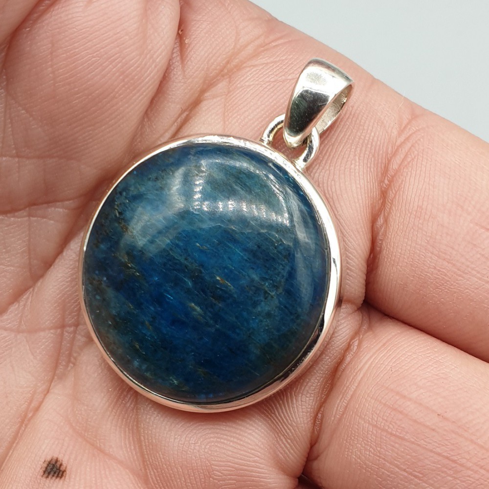 925 Sterling Silver Pendant Round Apatite