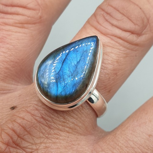 925 Sterling Silver ring Labradorite 19 mm