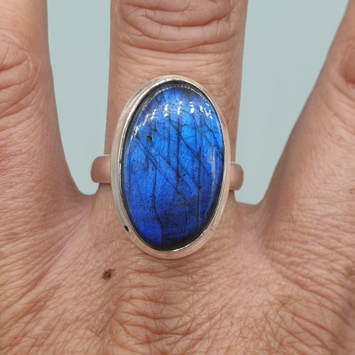 925 Sterling Zilveren Ring Ovale Labradorite 19 mm