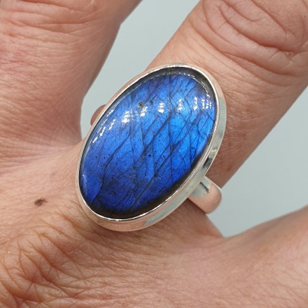 925 Sterling Zilveren Ring Ovale Labradorite 19 mm