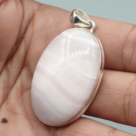 925 Sterling silver pendant oval pink aragonite