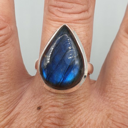 925 Sterling Silver ring Labradorite 20 mm