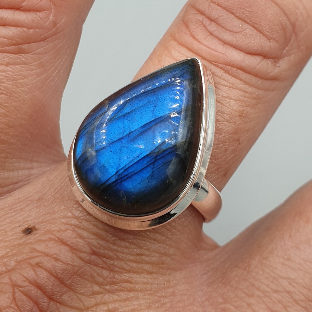 925 Sterling Silver ring Labradorite 20 mm