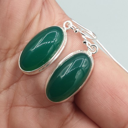 925 Sterling Silberohrringe Oval Green Onyx