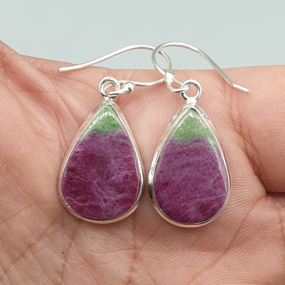 925 Sterling silver earrings drop -shaped Robijn Zoisite