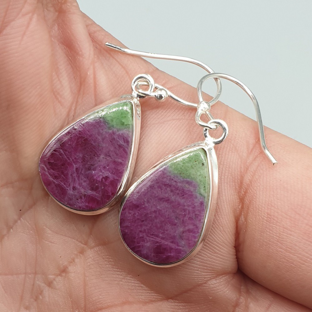 925 Sterling silver earrings drop -shaped Robijn Zoisite